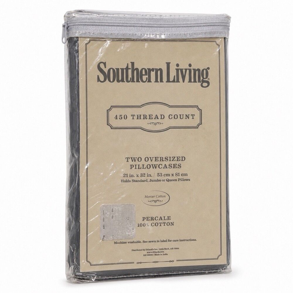 Southern Living 450TC Oversized Queen Pillowcases Taupe Cotton Percale Set of 2